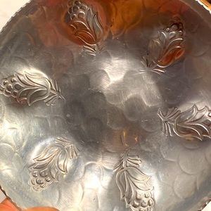 BUENILUM HAND WROUGHT ROUND ALUMINUM DISH 9.5” diameter mid century 50’s vintage